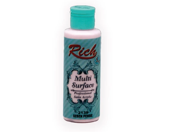 Rich Multi Surface Akrilik Boya 130 cc 2138 Bebek Pembe Renk ürün görseli 1