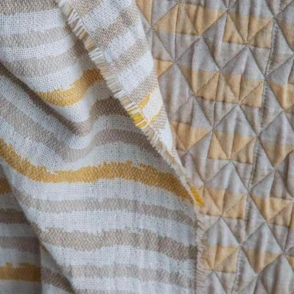 Apricitas Home Pisagor Çift Kişilik Pikeli Nevresim Takımı Bej ürün görseli 1