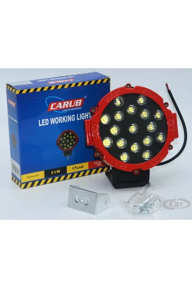 Yuvarlak Çalışma Lambası 17 Led Kırmızı Pro Seri ürün görseli 1