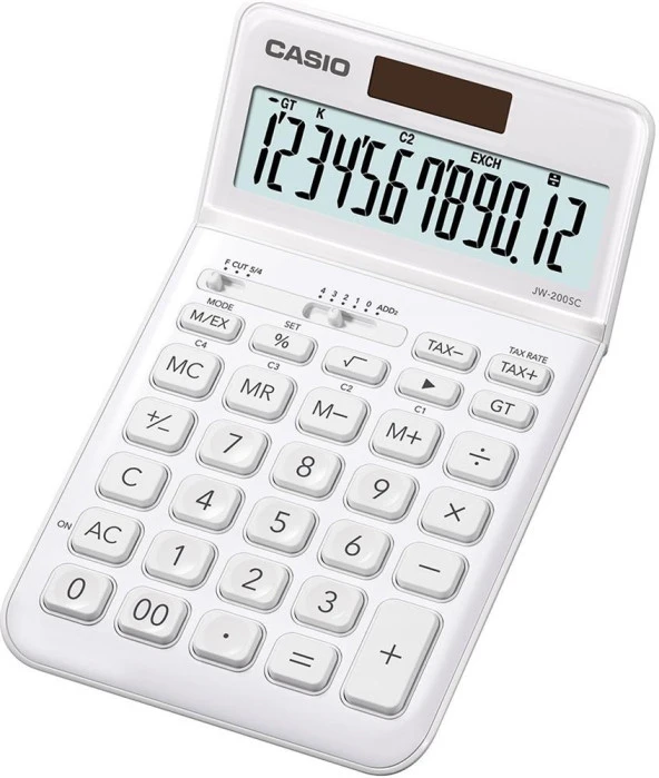 Casio JW-200SC-WE 12 Hane Beyaz Masa Üstü Hesap Makinesi ürün görseli 1