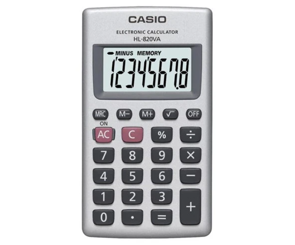 Casio HL-820VA-W 8 Hane Beyaz Cep Tipi Hesap Makinesi ürün görseli 1