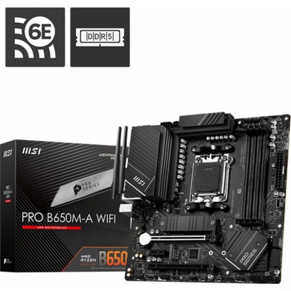Msı Mb Pro B650M-A Wifi Am5 Ddr5 6400Mhz(Oc) Hdmı Dp M.2 Usb3.2 2.5G Lan Wifi 6E Matx Anakart ürün görseli 1