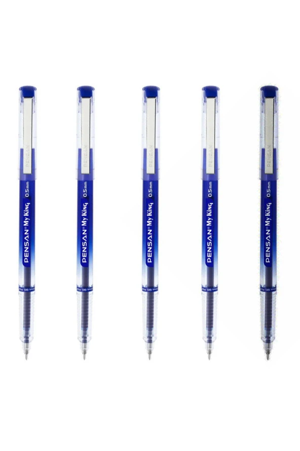 My King İğne Uçlu Metal Klipsli Jel Tükenmez Kalem 0.5 Mm Mavi - 5 Adet ürün görseli 1