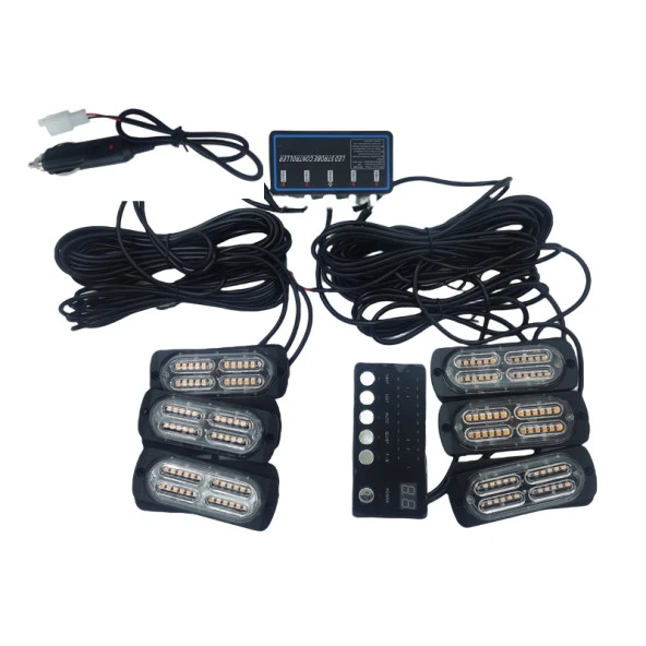 17 fonksiyonlu çakar lamba 12-30v 24 led 6 adet sarı*sarı set / LAPA549-1 ürün görseli 1