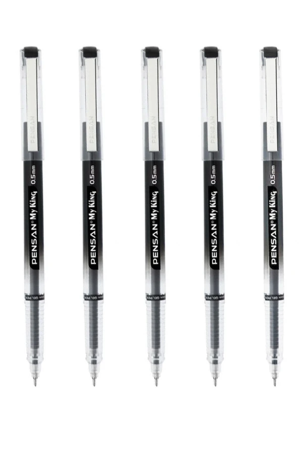 My King İğne Uçlu Metal Klipsli Jel Tükenmez Kalem 0.5 Mm Siyah - 5 Adet ürün görseli 1