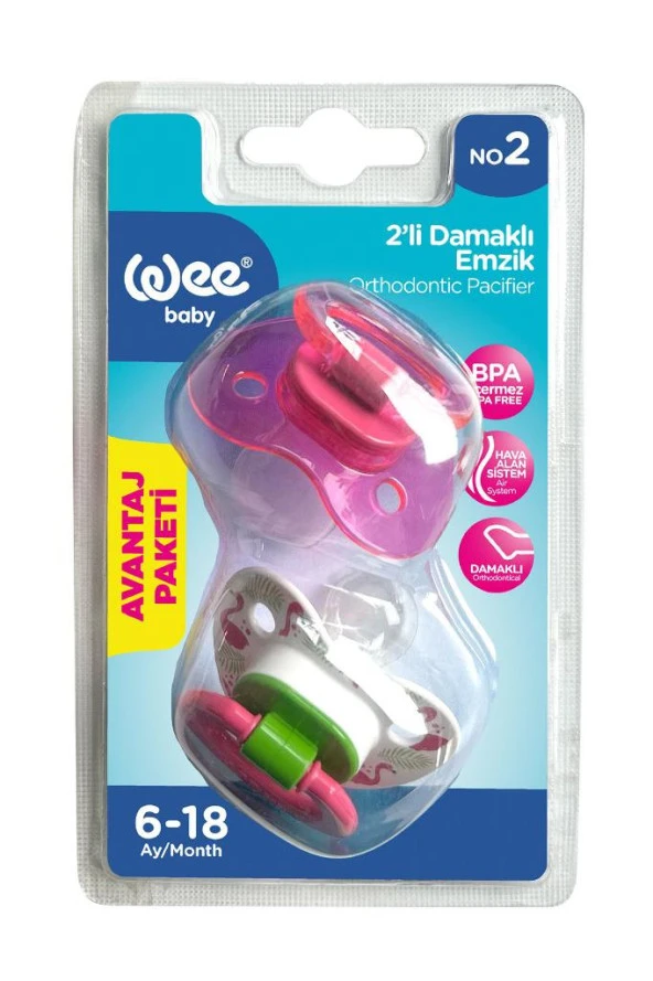 WEE BABY 2’li Damaklı Emzik No:2 Pembe ürün görseli 1