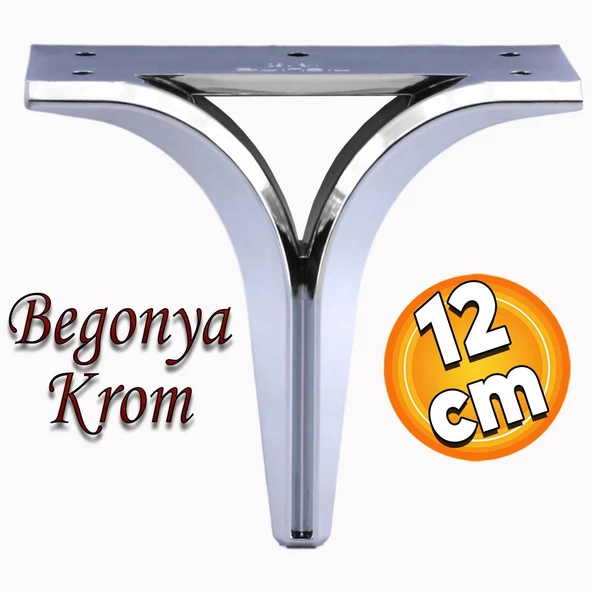 Begonya Lüks Mobilya Kanepe Sehpa TV Ünitesi Çekyat Yükseltici Koltuk Ayağı Baza Ayak Krom 12 cm ürün görseli 1