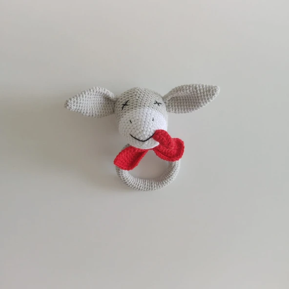 Şirin Eşek Çıngırak Amigurumi Organik Oyuncak ürün görseli 1