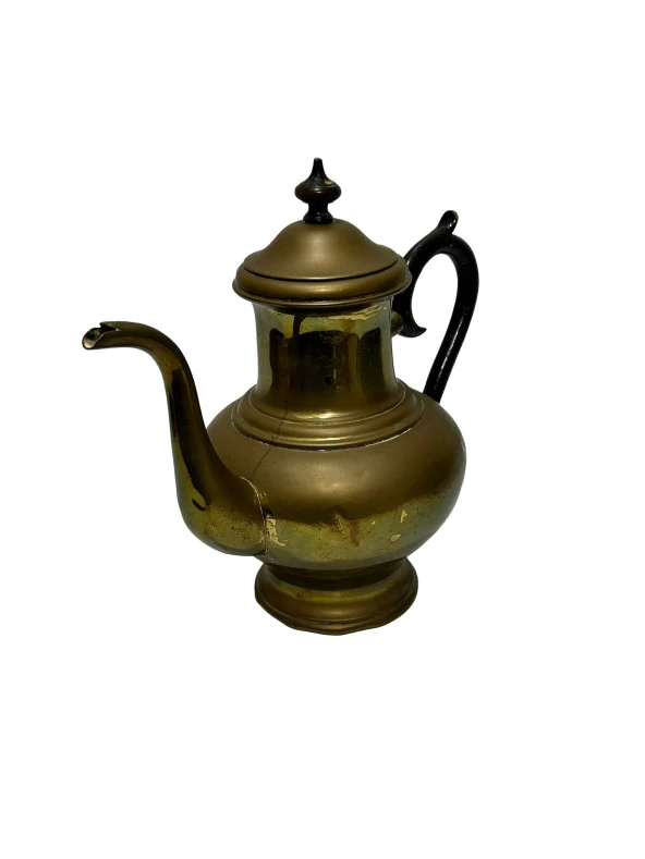Antika Ahşap Saplı Pirinç Çaydanlık 27x31x15cm ürün görseli 1