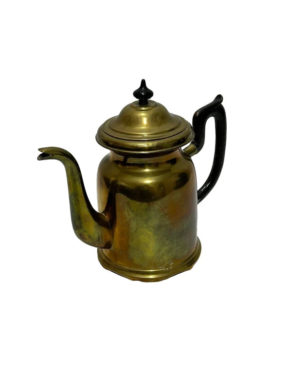 Antika Ahşap Saplı Pirinç Demlik 20x23x12cm ürün görseli 1