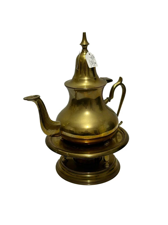 Antika Isıtma Standlı Pirinç Çaydanlık 35x28x22cm ürün görseli 1