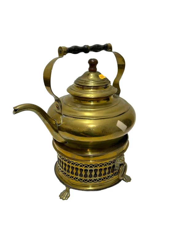 Antika Isıtma Standlı Pirinç Çaydanlık 34x30x22cm ürün görseli 1