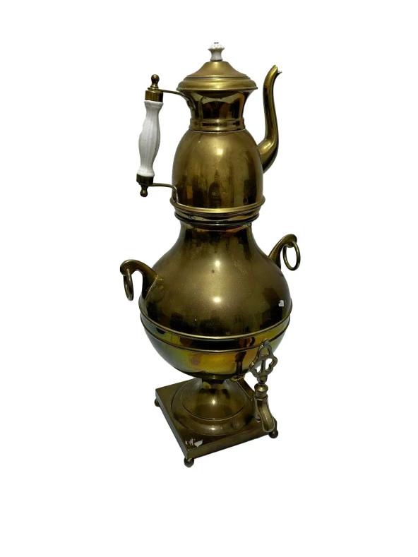 Antika Demlikli Pirinç Semaver 60x30x20 cm ürün görseli 1