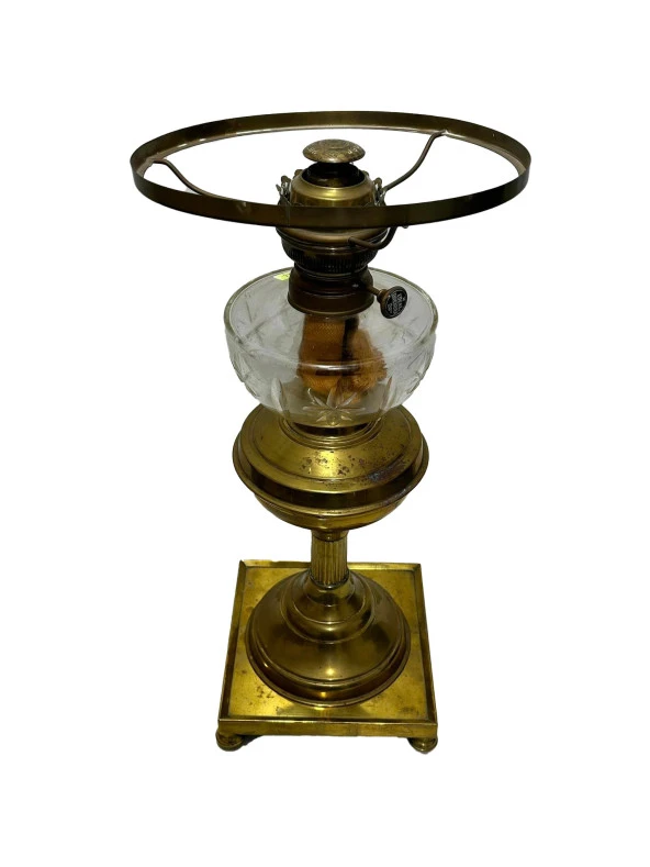 Antika Kristal Detaylı Pirinç Gaz Lambası 50 cm ürün görseli 1