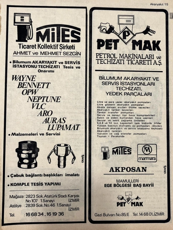 İzmir 1982-1983 Meslek Reklam İlanı Efemera S15 ürün görseli 1