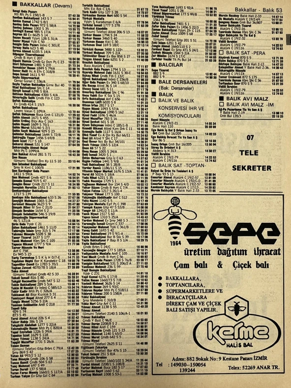 İzmir 1982-1983 Meslek Reklam İlanı Efemera S53 ürün görseli 1