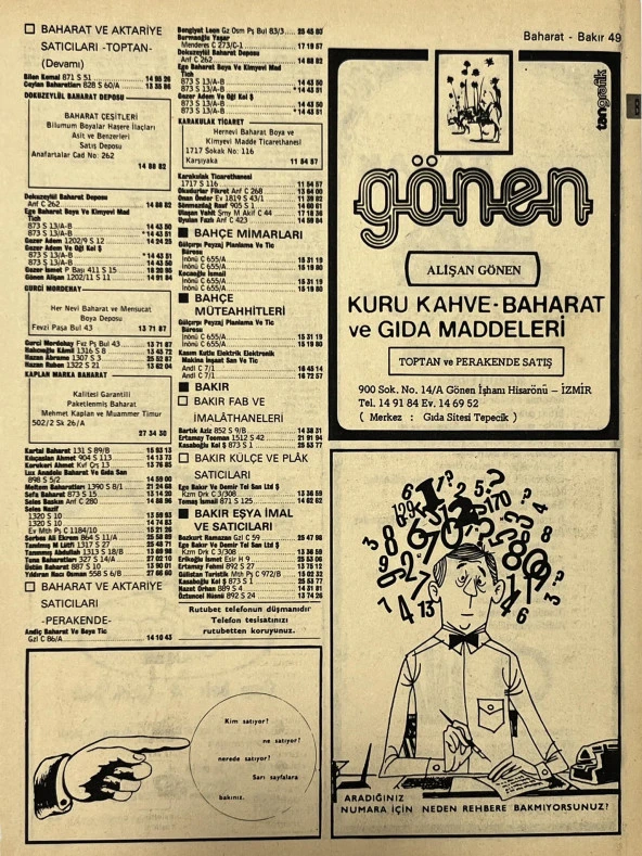 İzmir 1982-1983 Meslek Reklam İlanı Efemera S49 ürün görseli 1