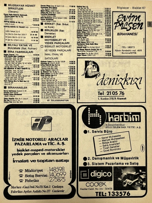 İzmir 1982-1983 Meslek Reklam İlanı Efemera S67 ürün görseli 1