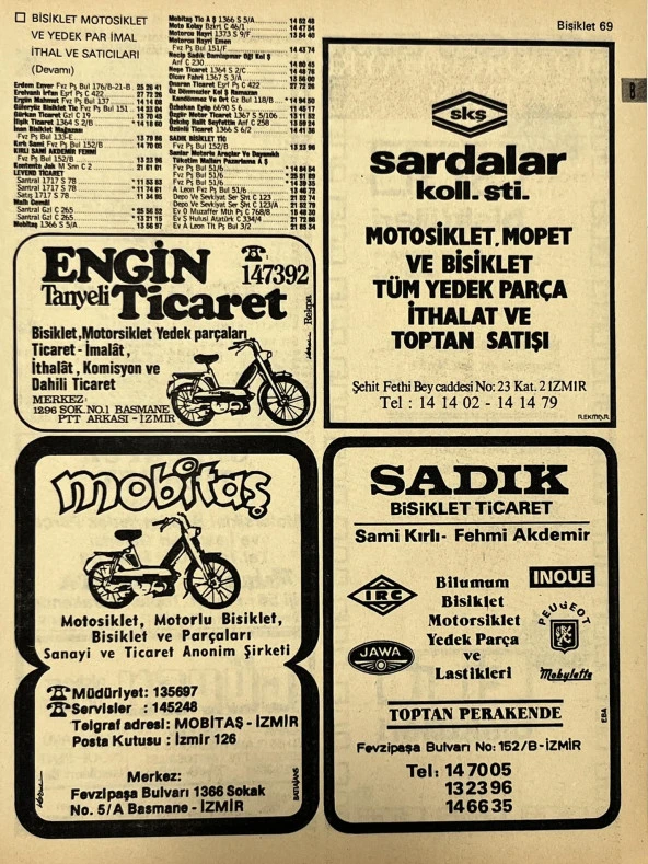 İzmir 1982-1983 Meslek Reklam İlanı Efemera S69 ürün görseli 1