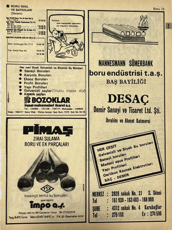 İzmir 1982-1983 Meslek Reklam İlanı Efemera S75 ürün görseli 1