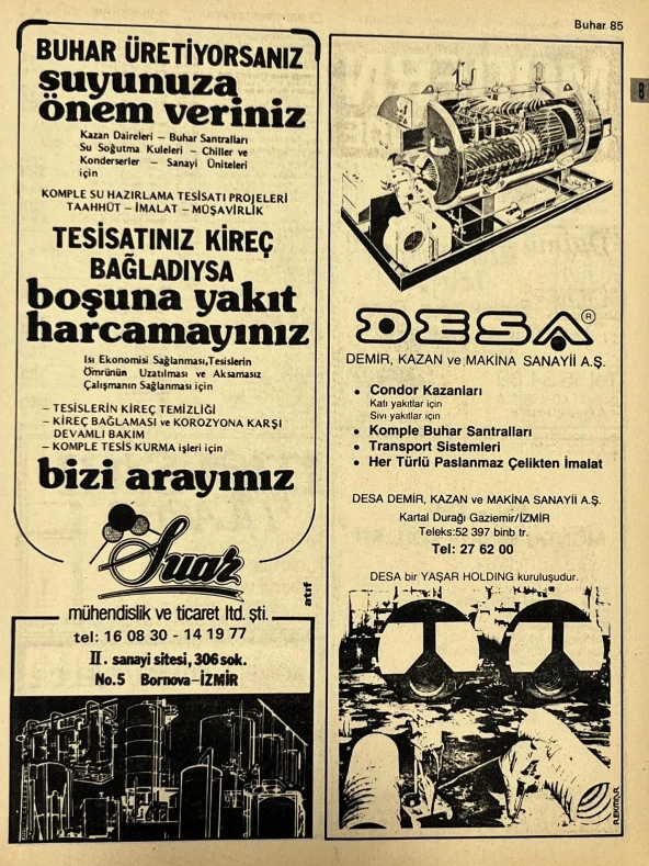 İzmir 1982-1983 Meslek Reklam İlanı Efemera S85 ürün görseli 1