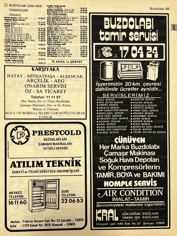 İzmir 1982-1983 Meslek Reklam İlanı Efemera S89 ürün görseli 1