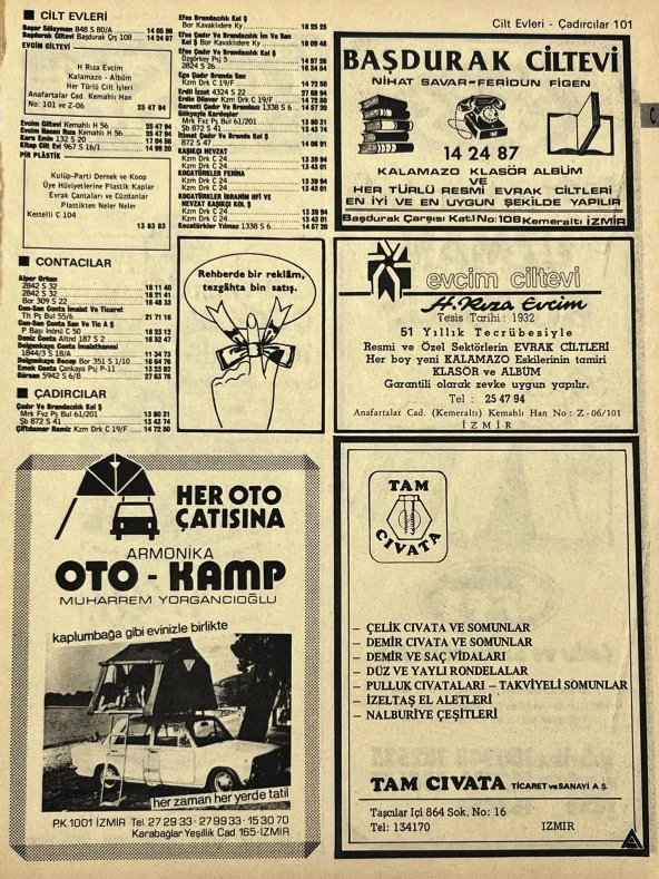 İzmir 1982-1983 Meslek Reklam İlanı Efemera S101 ürün görseli 1