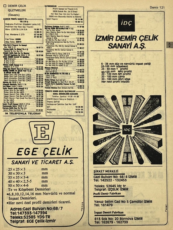 İzmir 1982-1983 Meslek Reklam İlanı Efemera S121 ürün görseli 1