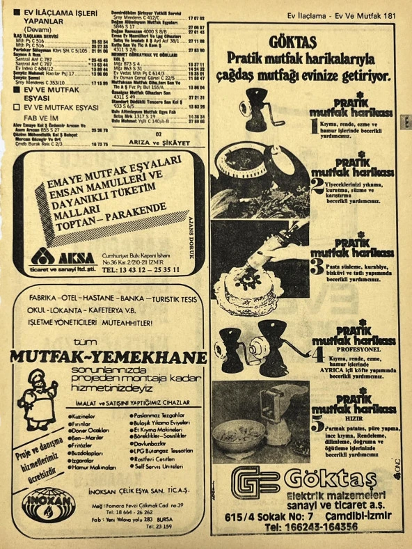 İzmir 1982-1983 Meslek Reklam İlanı Efemera S181 ürün görseli 1