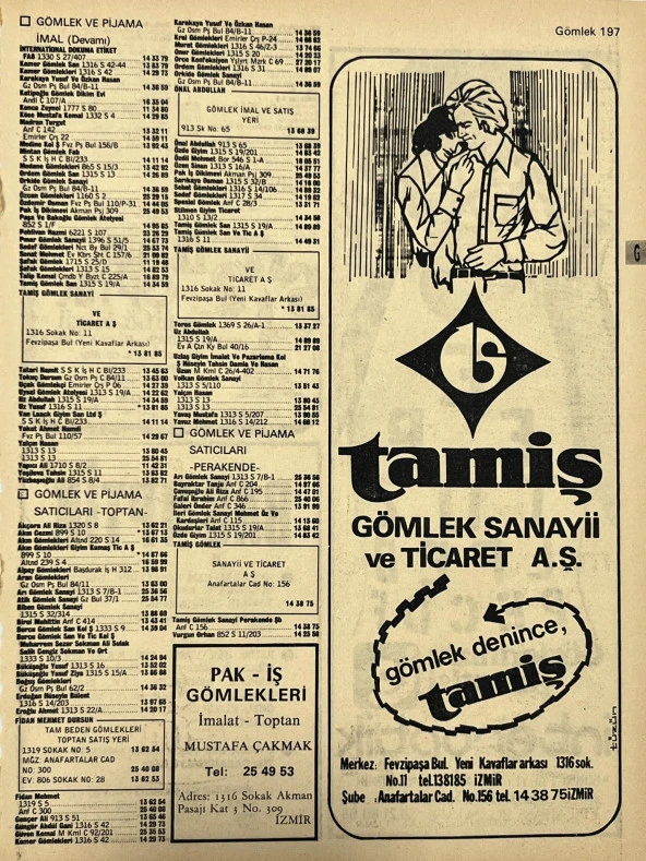İzmir 1982-1983 Meslek Reklam İlanı Efemera S197 ürün görseli 1