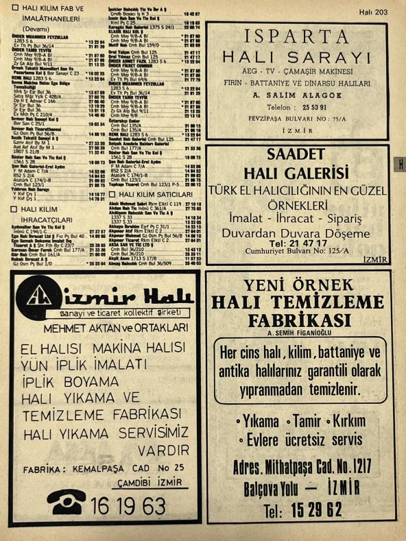İzmir 1982-1983 Meslek Reklam İlanı Efemera S203 ürün görseli 1