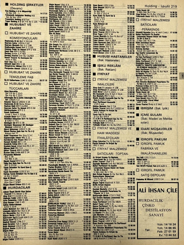 İzmir 1982-1983 Meslek Reklam İlanı Efemera S219 ürün görseli 1