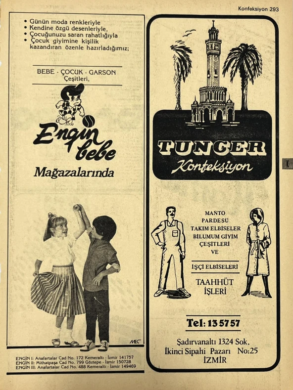 İzmir 1982-1983 Meslek Reklam İlanı Efemera S293 ürün görseli 1