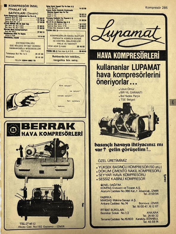 İzmir 1982-1983 Meslek Reklam İlanı Efemera S285 ürün görseli 1