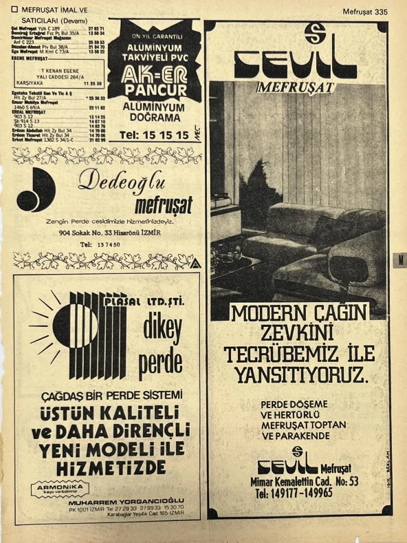 İzmir 1982-1983 Meslek Reklam İlanı Efemera S335 ürün görseli 1