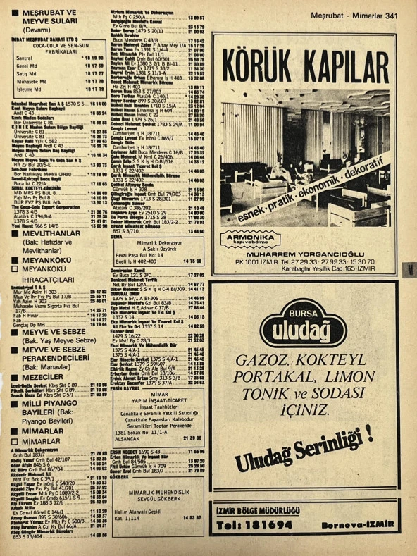 İzmir 1982-1983 Meslek Reklam İlanı Efemera S341 ürün görseli 1