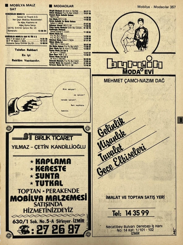 İzmir 1982-1983 Meslek Reklam İlanı Efemera S357 ürün görseli 1