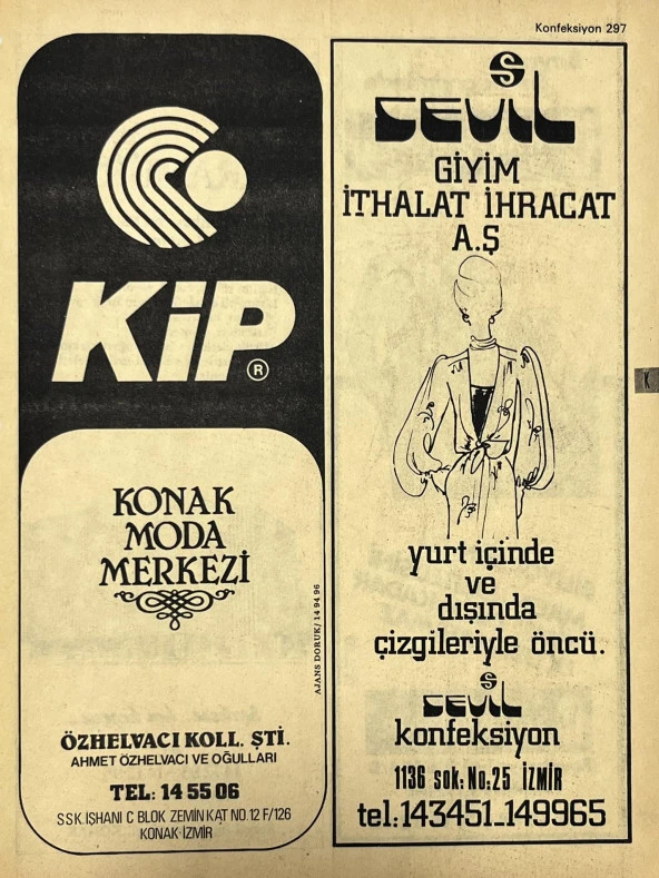 İzmir 1982-1983 Meslek Reklam İlanı Efemera S297 ürün görseli 1