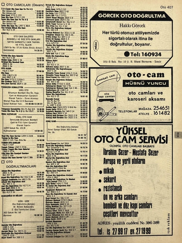 İzmir 1982-1983 Meslek Reklam İlanı Efemera S407 ürün görseli 1
