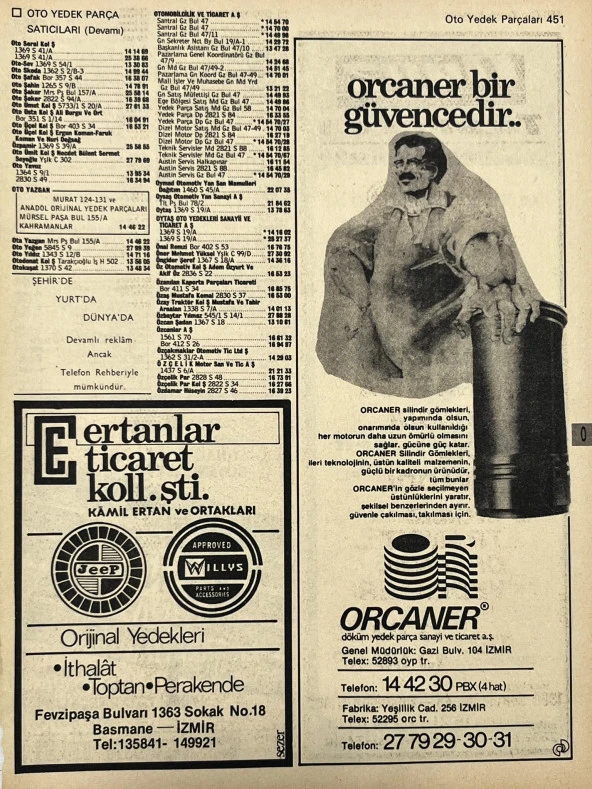 İzmir 1982-1983 Meslek Reklam İlanı Efemera S451 ürün görseli 1