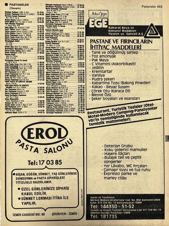 İzmir 1982-1983 Meslek Reklam İlanı Efemera S469 ürün görseli 1
