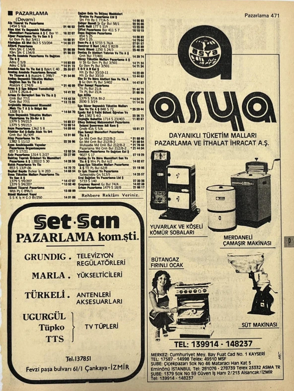 İzmir 1982-1983 Meslek Reklam İlanı Efemera S471 ürün görseli 1