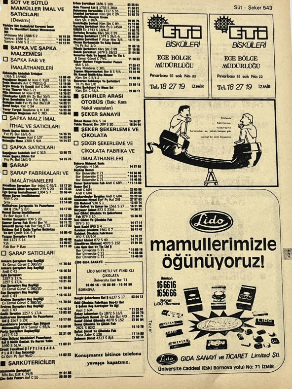 İzmir 1982-1983 Meslek Reklam İlanı Efemera S543 ürün görseli 1