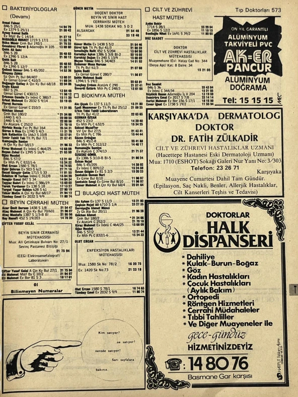 İzmir 1982-1983 Meslek Reklam İlanı Efemera S573 ürün görseli 1