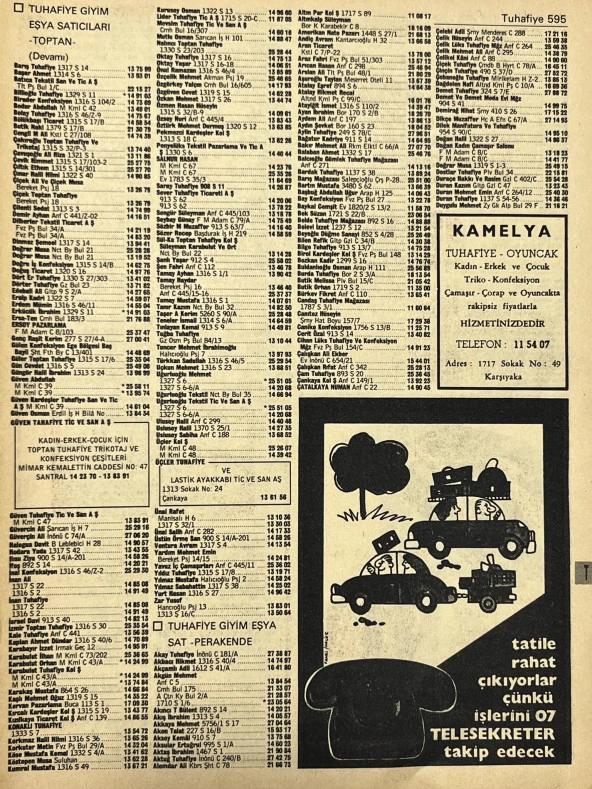İzmir 1982-1983 Meslek Reklam İlanı Efemera S595 ürün görseli 1