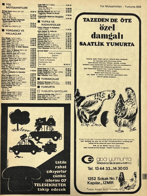 İzmir 1982-1983 Meslek Reklam İlanı Efemera S609 ürün görseli 1