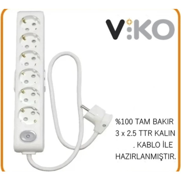 VİKO 6 Lİ 3X2.5 UZATMA SEYYAR KABLO 30 METRE ürün görseli 1