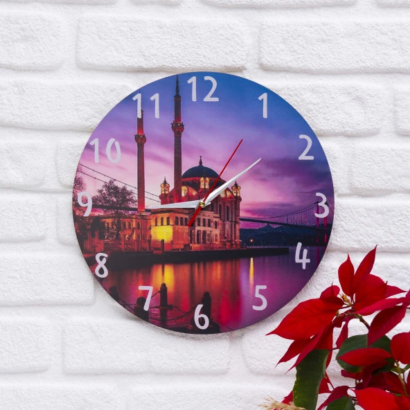 Deep Craft Dekoratif Ahşap Duvar Saati Salon,Ofis,Büro,Ev Şık Tasarım- İstanbul Manzara ürün görseli 1