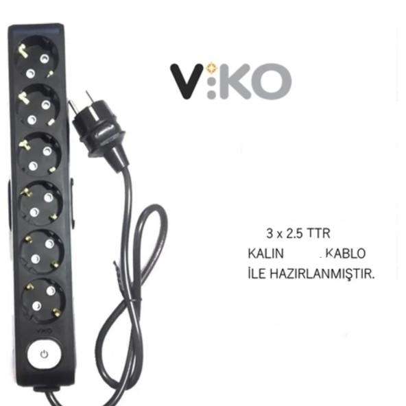 VİKO 6 Lİ 3X2.5 UZATMA SEYYAR KABLO 25 METRE ürün görseli 1