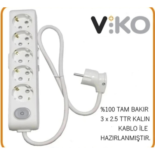 VİKO 5 Lİ 3X2.5 UZATMA SEYYAR KABLO 40 METRE ürün görseli 1